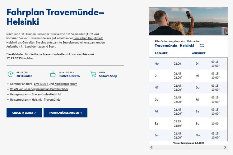 Fahrplan Travemuende Helsinki