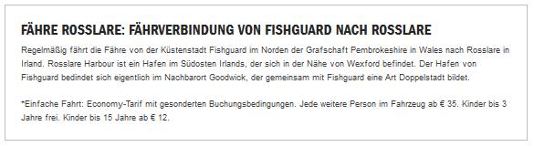 Fishguard Rosslare Reise