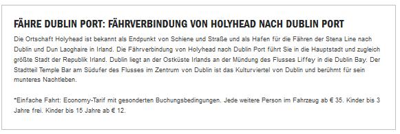 Holyhead Dublin Reise