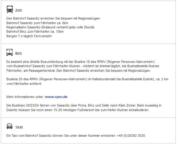 Sassnitz Trelleborg Anreise Informationen
